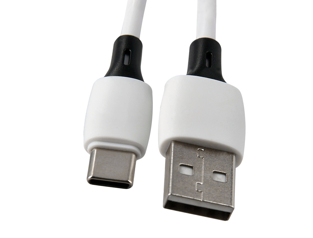 CABLE Q-CONNECT USB-A VERS USB-C PVC LONGUEUR 2M COLORIS BLANC