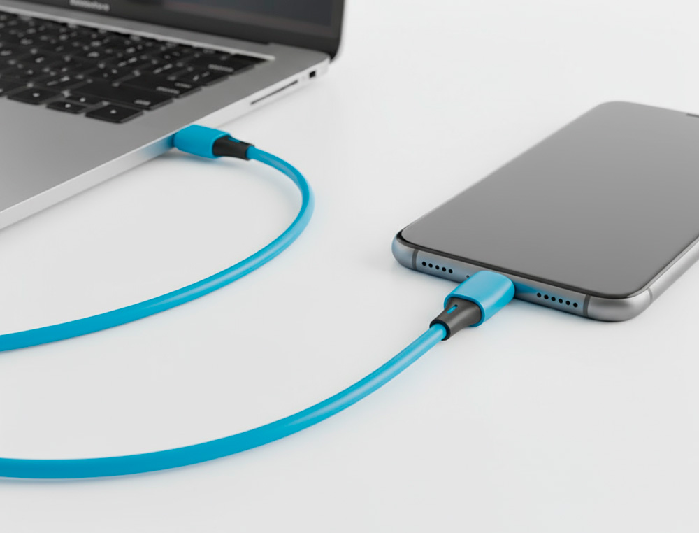 CABLE Q-CONNECT USB-C VERS USB-C PVC LONGUEUR 2M COLORIS BLEU
