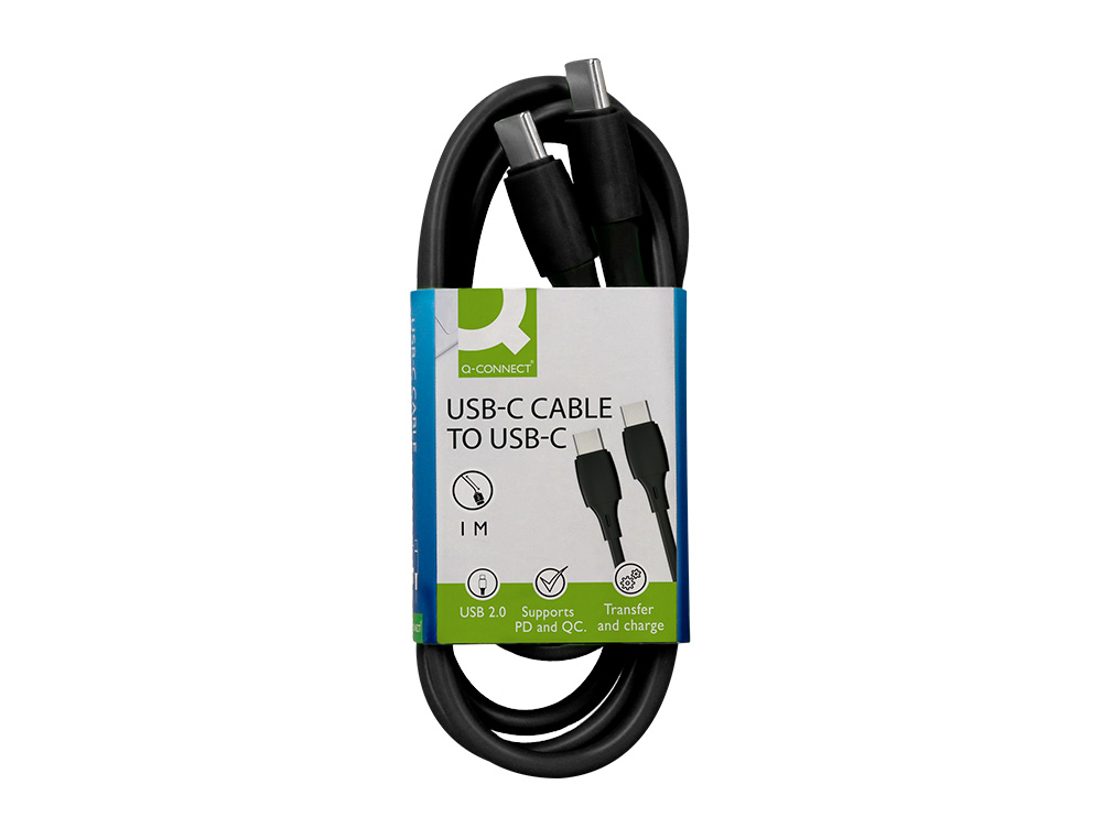 CABLE Q-CONNECT USB-C VERS USB-C PVC LONGUEUR 1M COLORIS NOIR