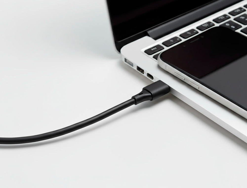 CABLE Q-CONNECT USB-C VERS USB-C PVC LONGUEUR 1M COLORIS NOIR