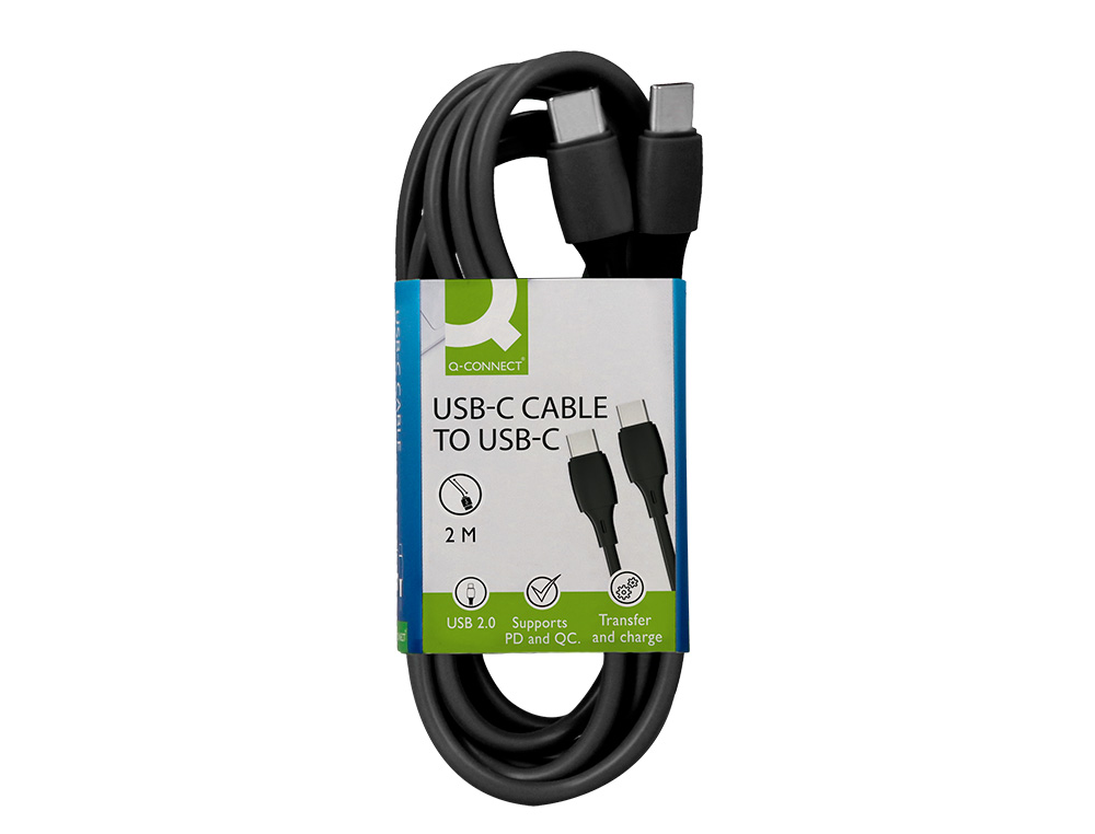 CABLE Q-CONNECT USB-C VERS USB-C PVC LONGUEUR  2M        COLORIS NOIR