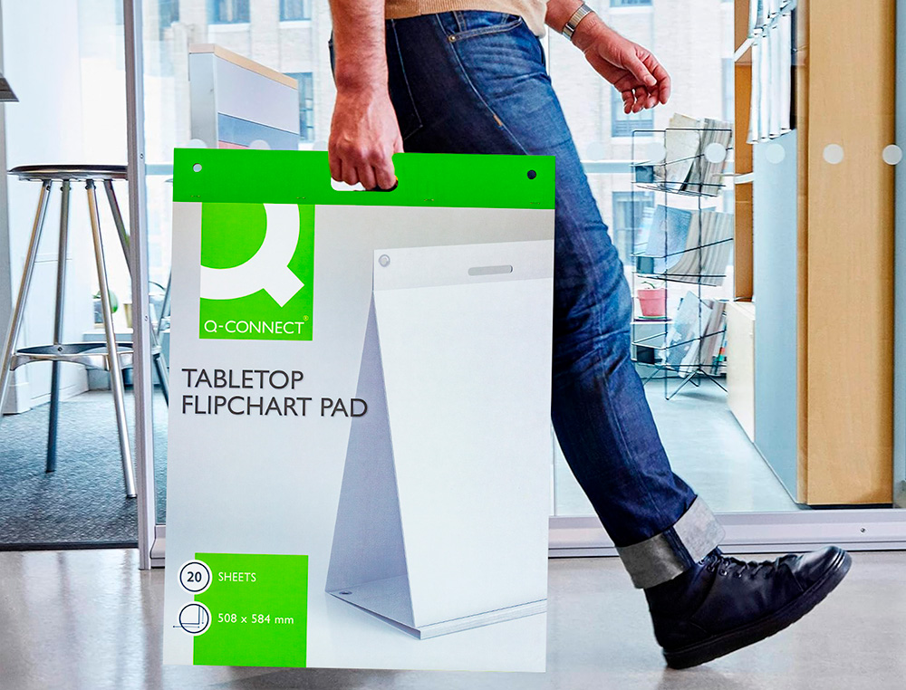 BLOC CONFERENCE Q-CONNECT LISSE AUTOADHESIF POUR BUREAU 20F PAPIER BLANC 75G/M2       508X584MM