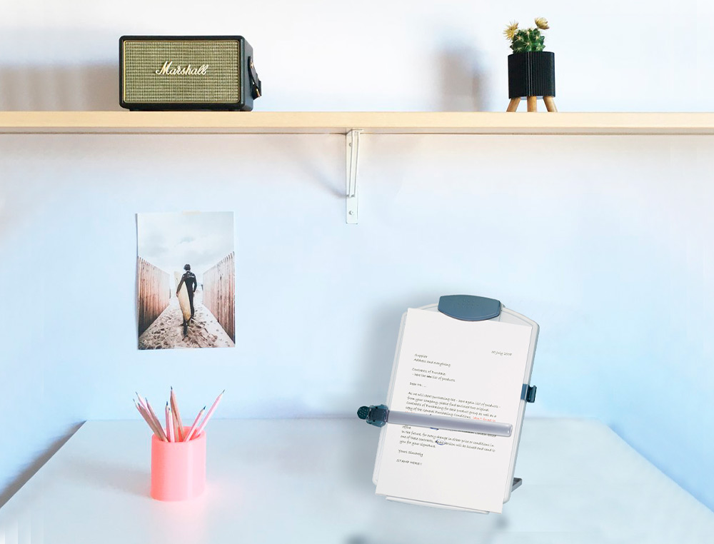 PORTE-COPIES Q-CONNECT VERTICAL INCLINAISON RGLABLE RGLE DE LECTURE PORTE-STYLO PINCE CT FORMAT A4 336X164X433MM