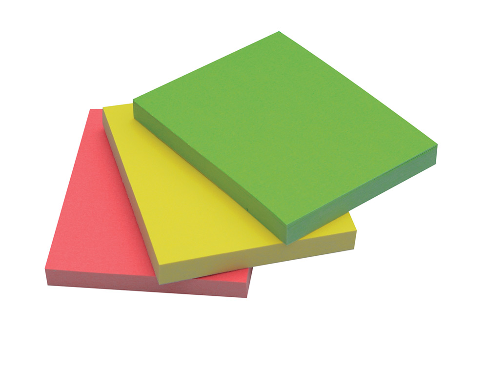 BLOC-NOTES Q-CONNECT COULEURS NÉON 38X51MM 50F REPOSITIONNABLES COLORIS ASSORTIS 3 BLOCS