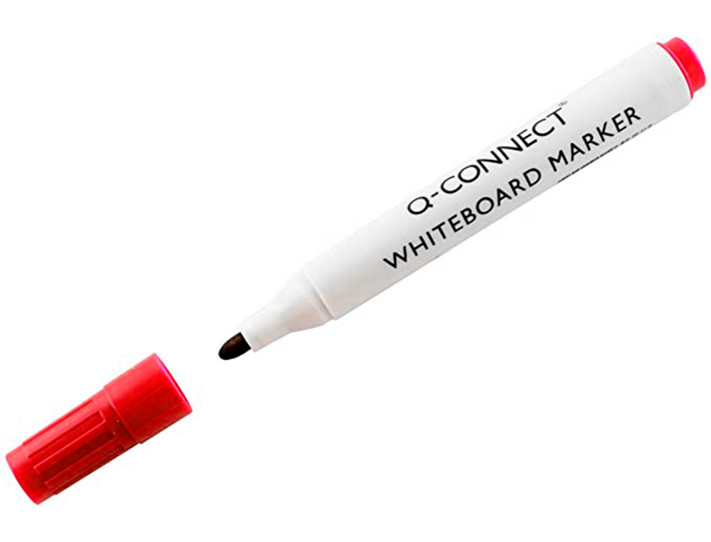 MARQUEUR Q-CONNECT TABLEAU BLANC POINTE OGIVE TRACÉ 2/3MM CORPS PLASTIQUE ENCRE BASE ALCOHOL COLORIS ROUGE