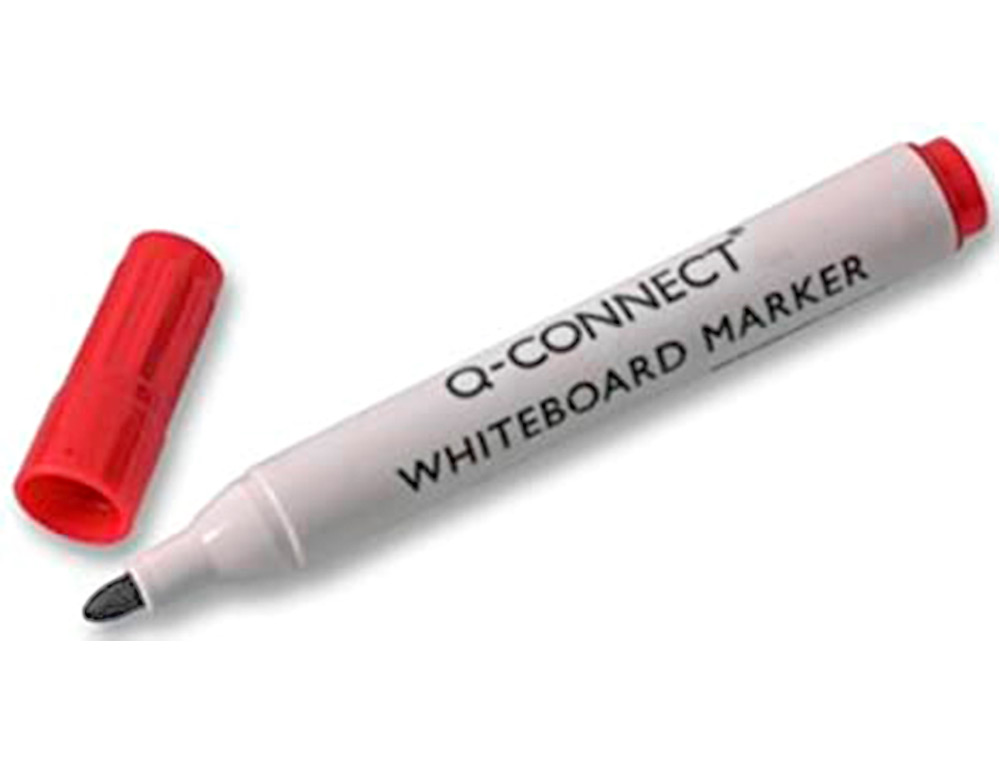 MARQUEUR Q-CONNECT TABLEAU BLANC POINTE OGIVE TRACÉ 2/3MM CORPS PLASTIQUE ENCRE BASE ALCOHOL COLORIS ROUGE