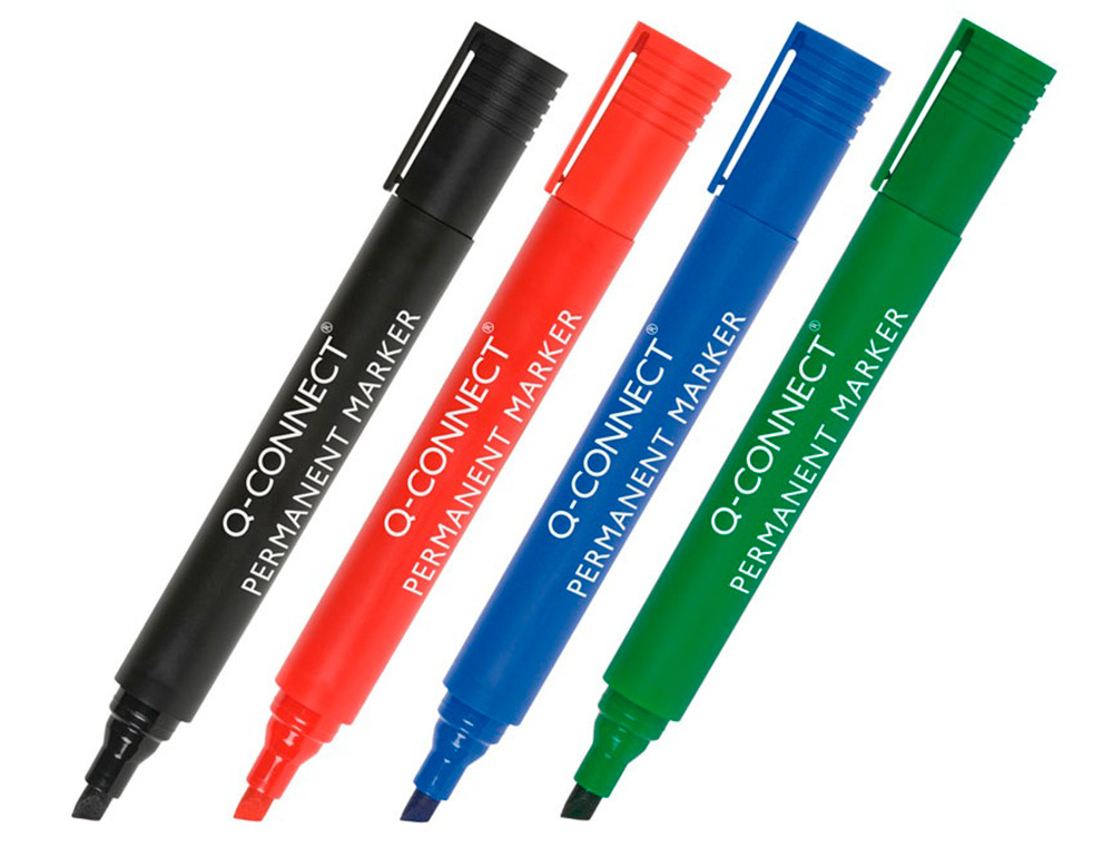 MARQUEUR Q-CONNECT PERMANENT POINTE BISEAUTE TRAC 5MM RSISTANTE CORPS PLASTIQUE COLORIS NOIR