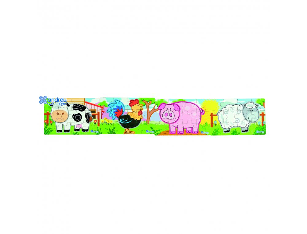 PUZZLE EN BOIS SANS CADRE PANORAMIC FERME 4 PUZZLES     INDIVIDUELS EMBOITABLES DE 12 PIECES CHACUN