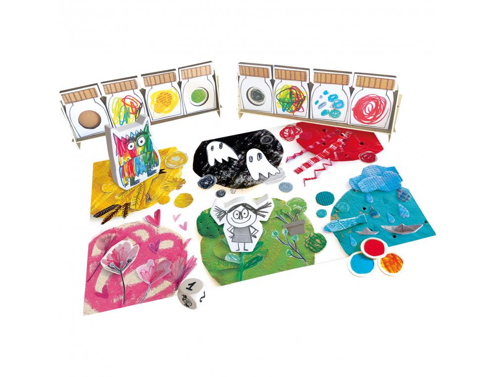 LES EMOTIONS ASMODEE LE MONSTRE DES COULEURS          FIGURINES EN BOIS BOCAUX      ETAGERES JETONS DE 2 A 5