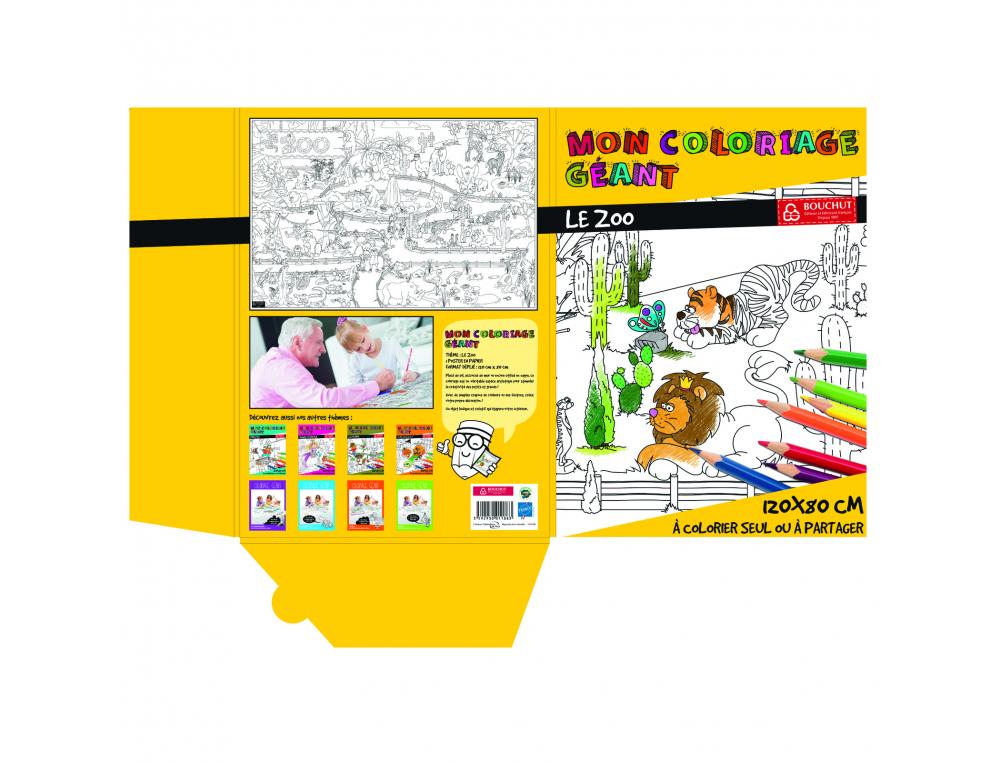 COLORIAGE GEANT BOUCHUT LE ZOO 120X80CM PAPIER 150G IMPRESSION NOIR