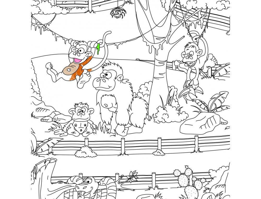 COLORIAGE GEANT BOUCHUT LE ZOO 120X80CM PAPIER 150G IMPRESSION NOIR