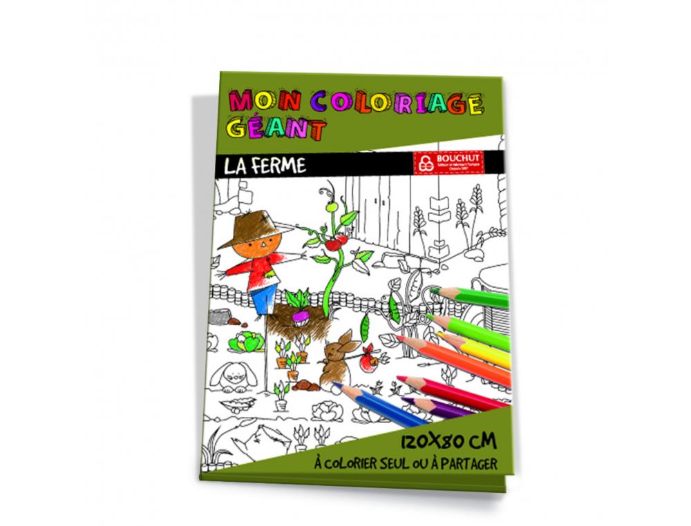 COLORIAGE GEANT BOUCHUT LA FERME 120X80CM PAPIER 150G    IMPRESSION NOIR