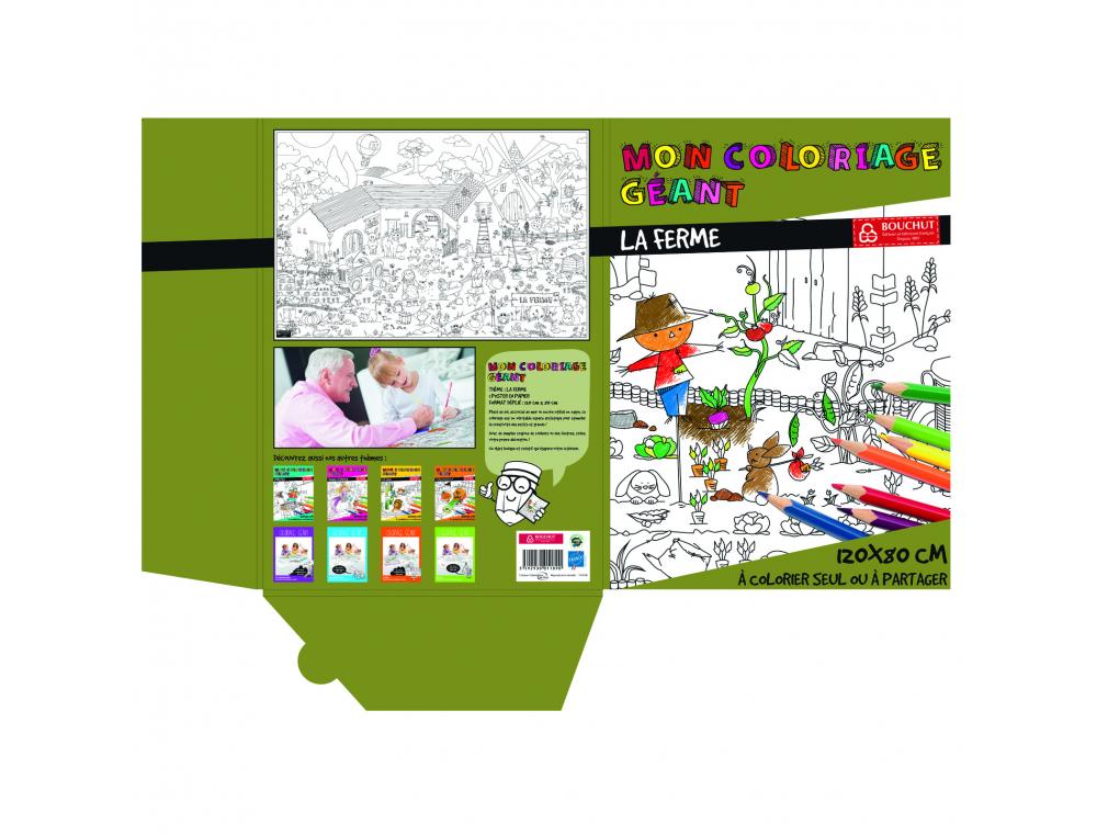 COLORIAGE GEANT BOUCHUT LA FERME 120X80CM PAPIER 150G    IMPRESSION NOIR