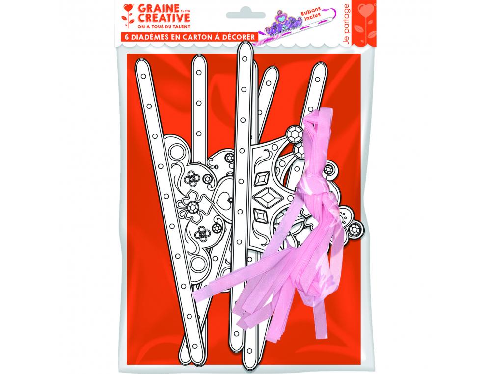LOT COURONNES PAPIER GRAINE CREATIVE 6 UNITES COLORIS     NOIRES ET BLANCHES