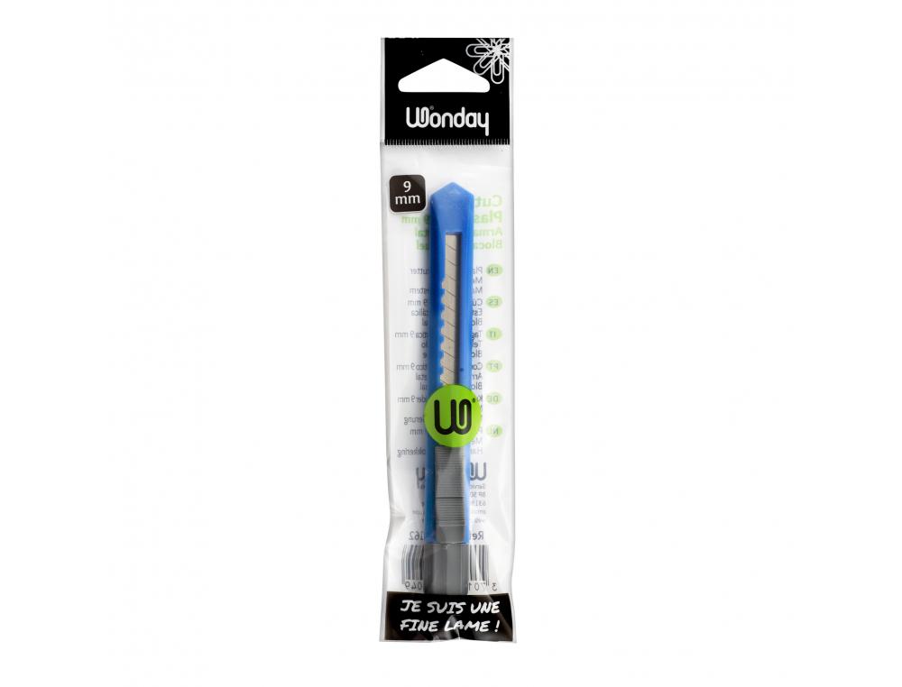 CUTTER PLASTIQUE MAPED LAME 9MM CURSEUR SECURITE BLOCAGE MANUEL + CASSE LAMES