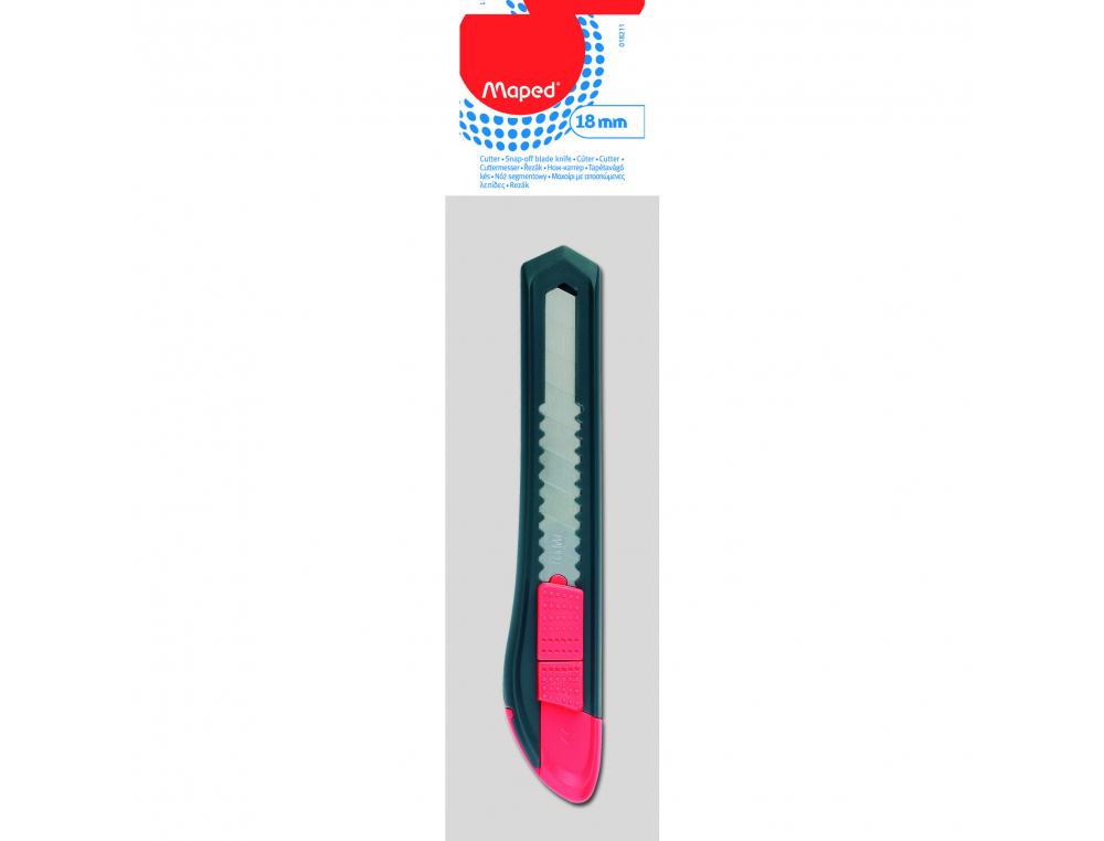 CUTTER PLASTIQUE MAPED LAME 18MM CURSEUR SECURITE BLOCAGE MANUEL + CASSE LAMES