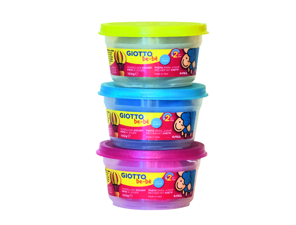 PATE A JOUER BE BE GIOTTO INGREDIENTS NATRUELS          PAILLETEE GLITTER 100G 3 POTS COLORIS ASSORTIS