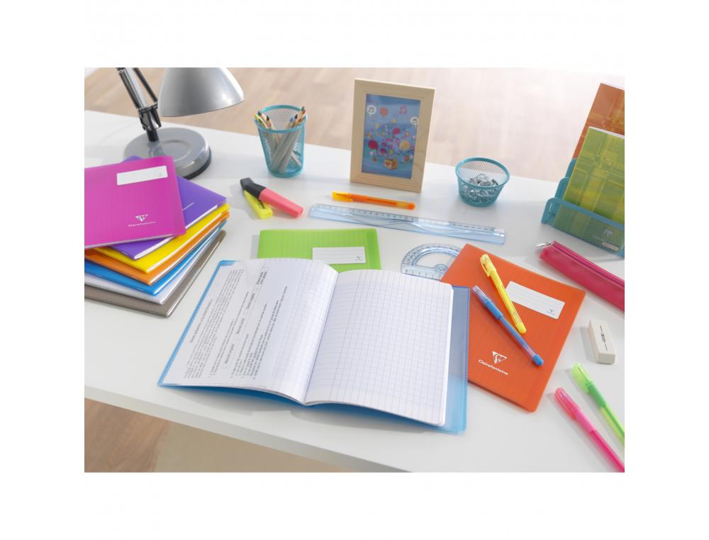 CAHIER PIQUE CLAIREFONTAINE KOVERBOOK COUVERTURE          POLYPROPYLENE 24X32CM 96      PAGES 90G SEYES COLORIS BLEU