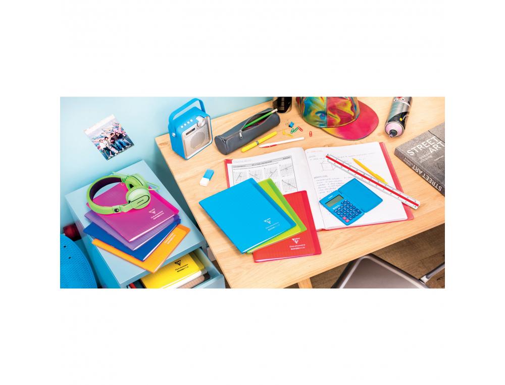 CAHIER PIQUE CLAIREFONTAINE KOVERBOOK COUVERTURE          POLYPROPYLENE 24X32CM 96      PAGES 90G SEYES COLORIS BLEU