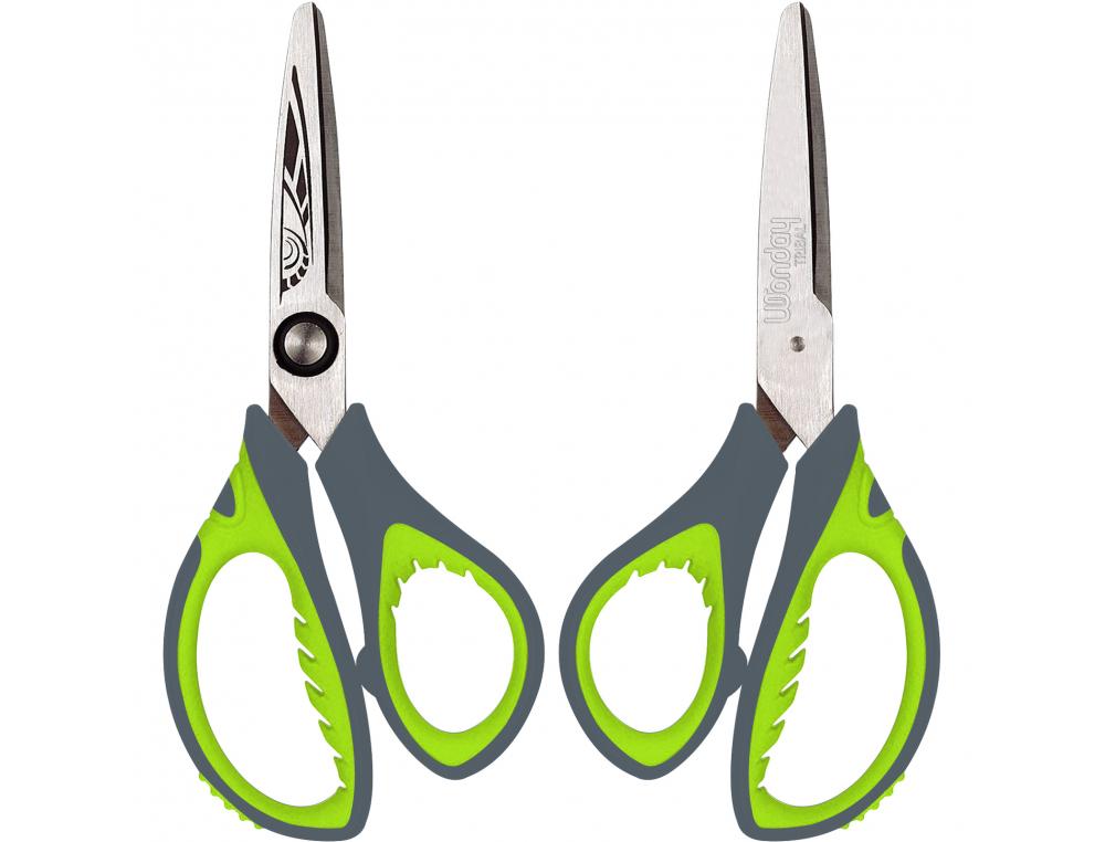 CISEAUX WONDAY TRIBAL 13CM LAMES ACIER INOX BOUTS RONDS  ANNEAUX ASYMETRIQUES