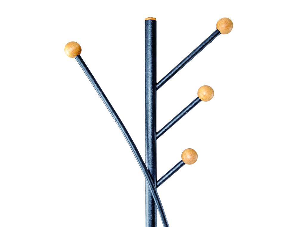 PORTE-MANTEAUX MAULAURA 4 PATERES ACIER LAQUE ET HETRE  HAUTEUR 180CM COLORIS NOIR