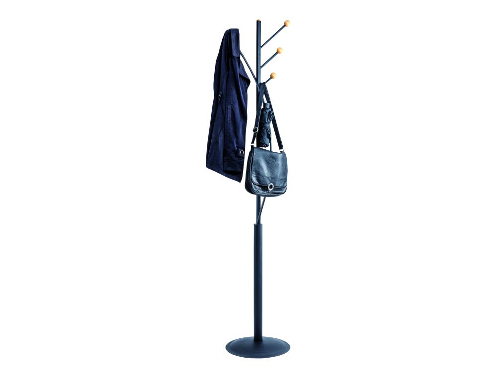 PORTE-MANTEAUX MAULAURA 4 PATERES ACIER LAQUE ET HETRE  HAUTEUR 180CM COLORIS NOIR