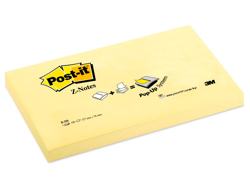 BLOC-NOTES POST-IT COULEURS NÉON 127X76MM 100F REPOSITIONNABLES COLORIS JAUNE FLUO