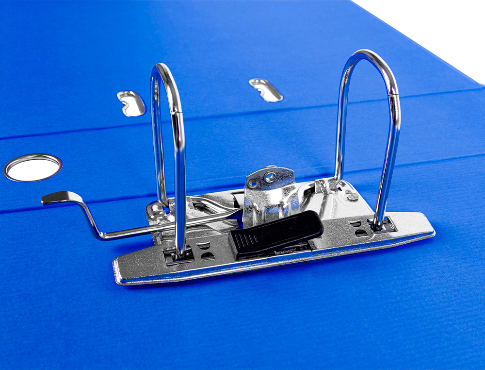 CLASSEUR LEVIER LIDERPAPEL DOCUMENTA FOLIO CARTON REMBORDE DOS 75MM RADO METALLIQUE COLORIS BLEU