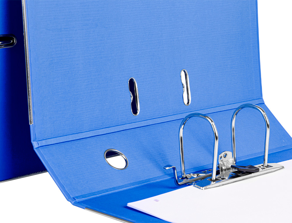 CLASSEUR LEVIER LIDERPAPEL DOCUMENTA FOLIO CARTON REMBORDE DOS 75MM RADO METALLIQUE COLORIS BLEU