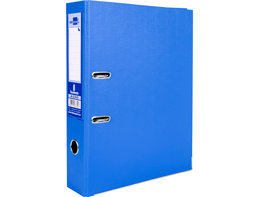 CLASSEUR LEVIER LIDERPAPEL DOCUMENTA FOLIO CARTON REMBORDE DOS 75MM RADO METALLIQUE COLORIS BLEU