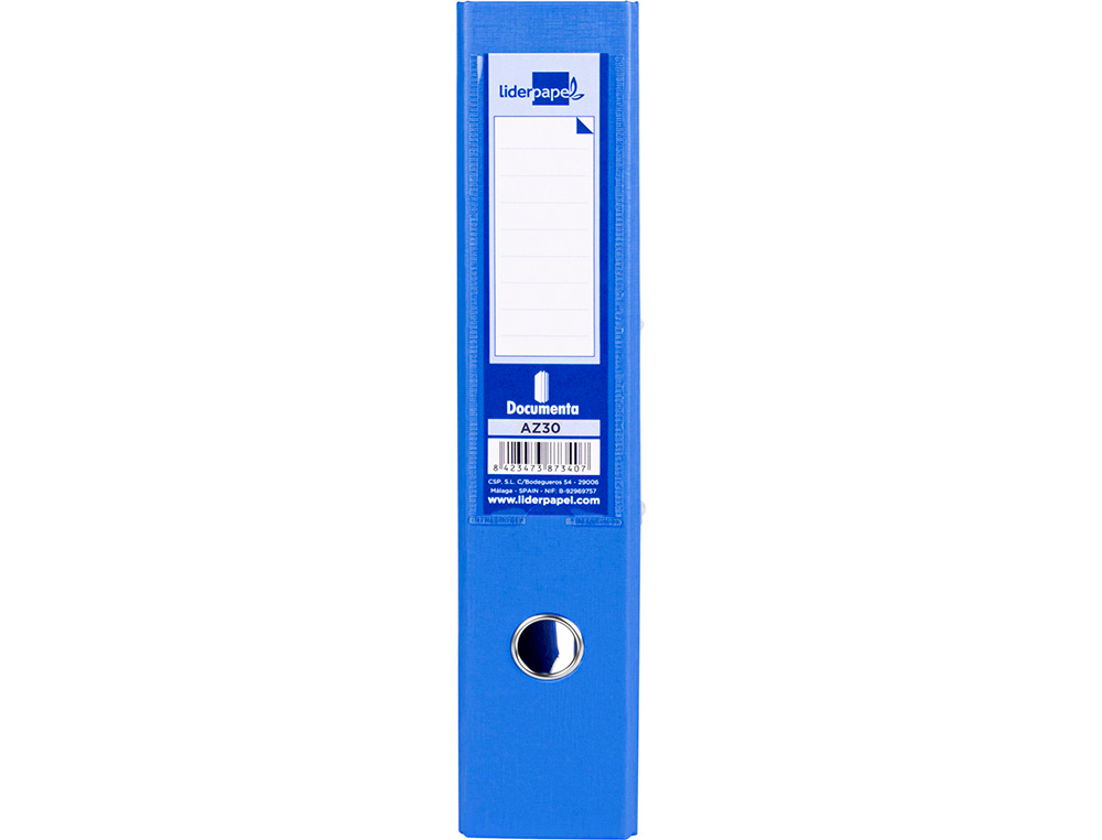 CLASSEUR LEVIER LIDERPAPEL DOCUMENTA FOLIO CARTON REMBORDE DOS 75MM RADO METALLIQUE COLORIS BLEU