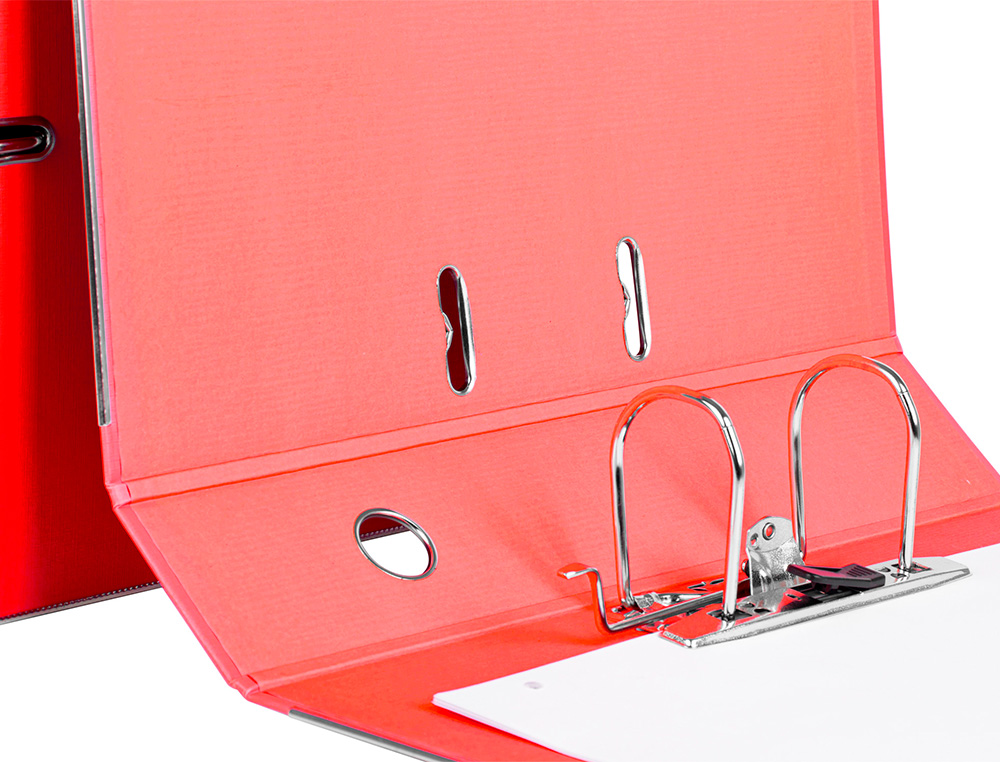 CLASSEUR LEVIER LIDERPAPEL DOCUMENTA A4+ CARTON REMBORDE DOS 75MM RADO METALLIQUE COLORIS ROUGE