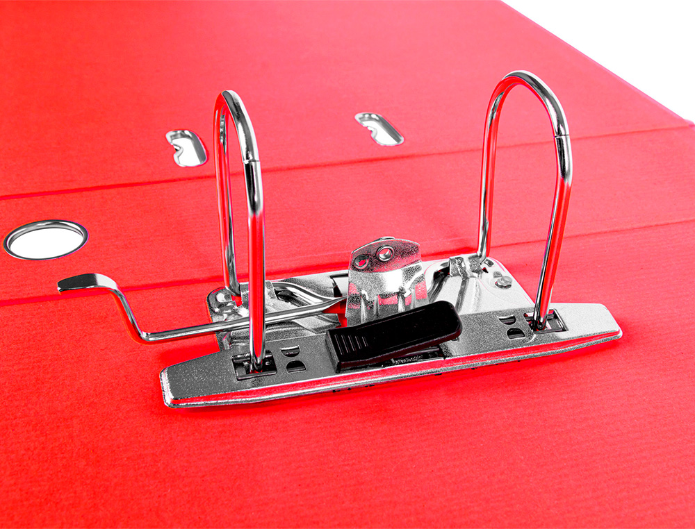 CLASSEUR LEVIER LIDERPAPEL DOCUMENTA A4+ CARTON REMBORDE DOS 75MM RADO METALLIQUE COLORIS ROUGE
