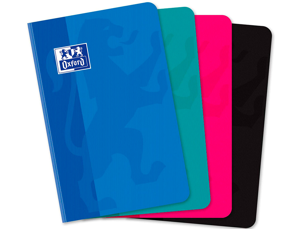 CARNET BROCHÉ OXFORD COUVERTURE PELLICULÉE LAVABLE SOUPLE 9X14CM 192 PAGES 90G 5X5MM COLORIS ASSORTIS