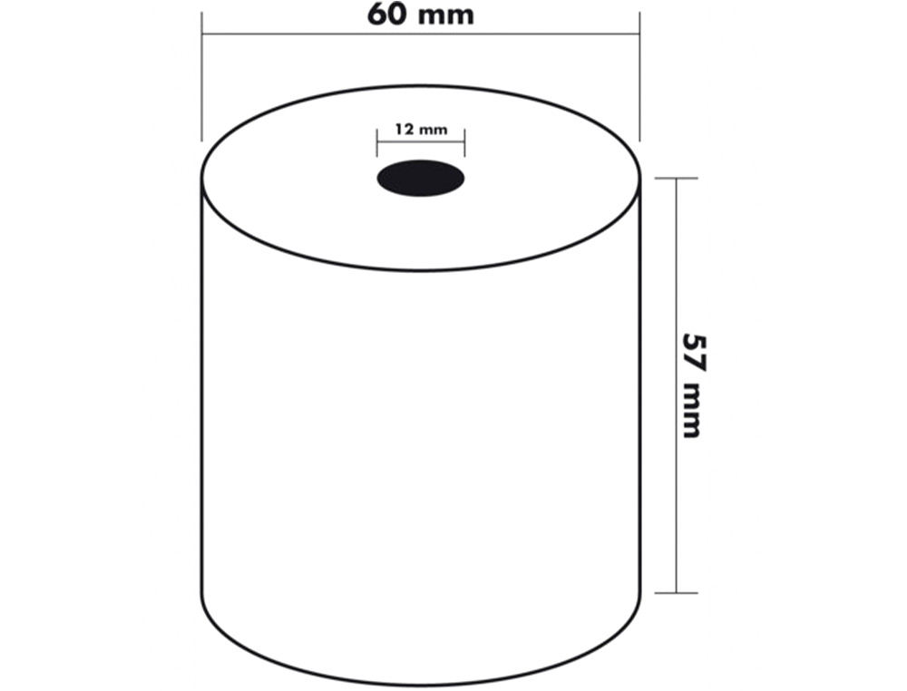 BOBINE THERMIQUE Q-CONNECT 57MM LARGEUR X 60MM DIAMETRE  55GR SANS BISPHENOL A