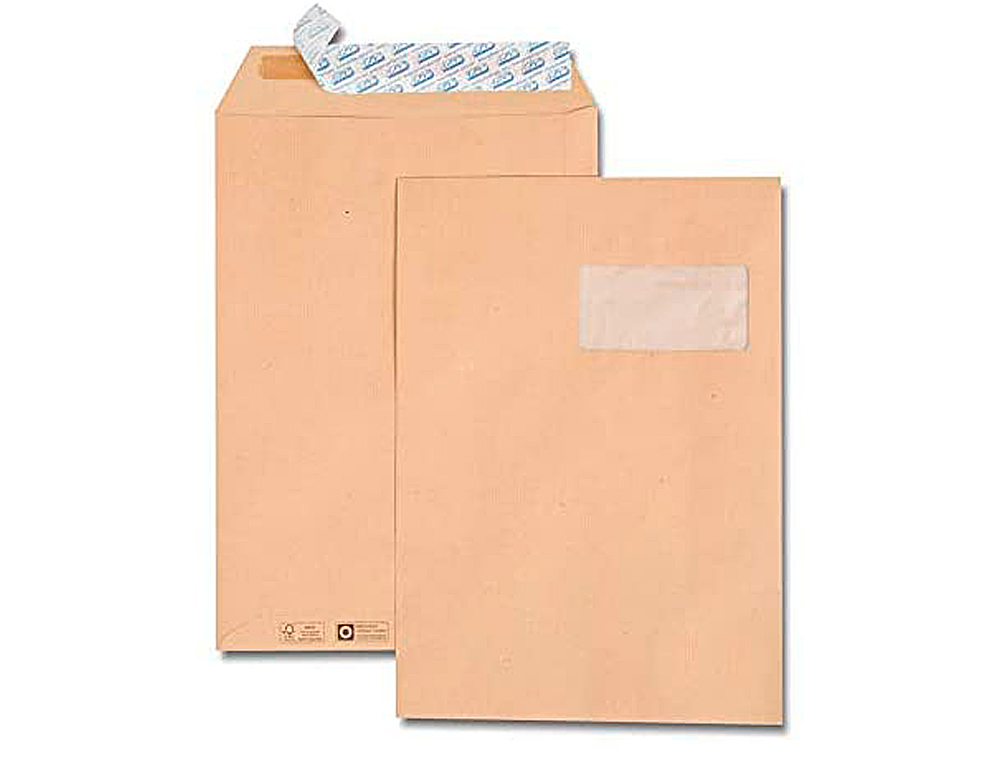 POCHETTE KRAFT GPV AUTOCOLLANTE ÉCONOMIQUE C4 229X324MM 90G FENÊTRE 50X100MM BOÎTE 250 UNITÉS