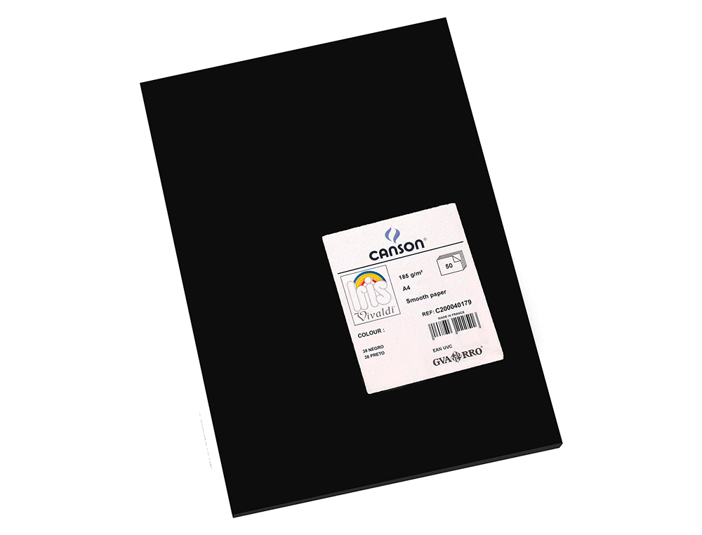 PAPIER DESSIN CANSON VIVALDI Nº626 50X65CM 120G/M2 OFFSET UNICOLORE NOIR