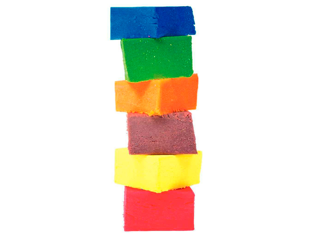PTE  MODELER ASSORTIMENT 6 COLORIS BLEU ROUGE VERT JAUNE MARRON ORANGE 12 PAINS 250G