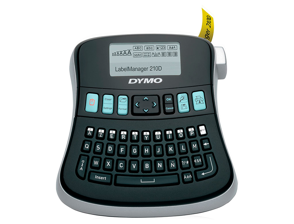 TITREUSE DYMO LABEL MANAGER 210D CRAN 180DPI CLAVIER AZERTY 2 LIGNES 7 STYLES 6 TAILLES CARACTRES 132 SYMBOLES 435G