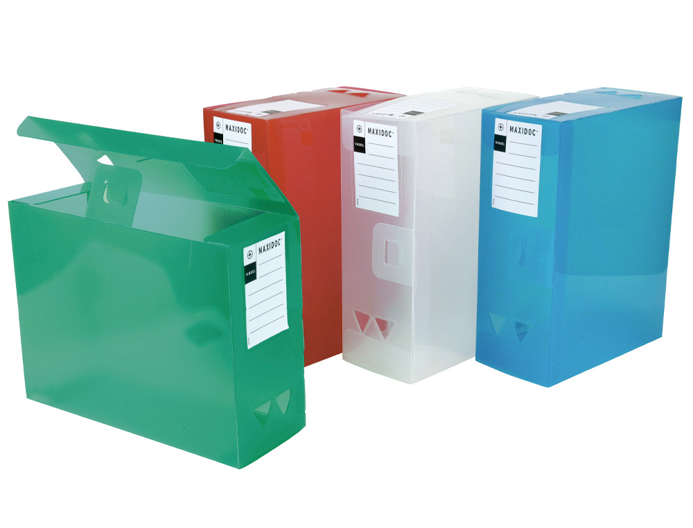 BOTE RANGEMENT VIQUEL MAXI DOC PROPYGLASS TRANSLUCIDE A4+ DOS 120 MM FERMETURE CLICK 2 ANNEAUX PRHENSION ASSORTIS