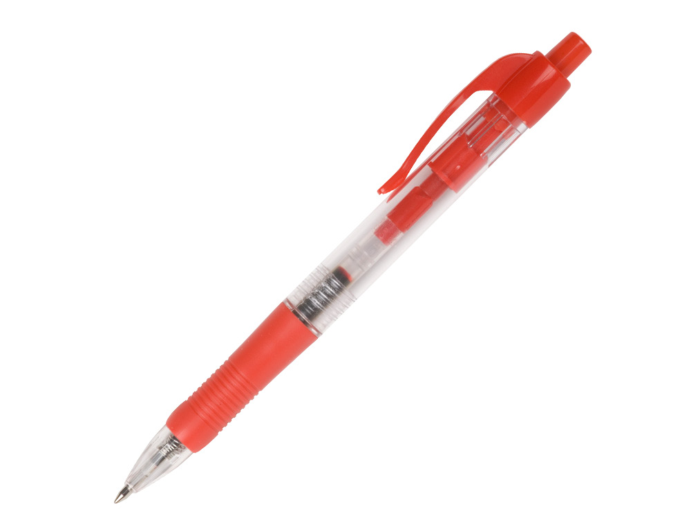 STYLO-BILLE Q-CONNECT RÉTRACTABLE ÉCRITURE MOYENNE 0.7MM ENCRE CLASSIQUE CLIP GRIP PRÉHENSION COULEUR ENCRE ROUGE