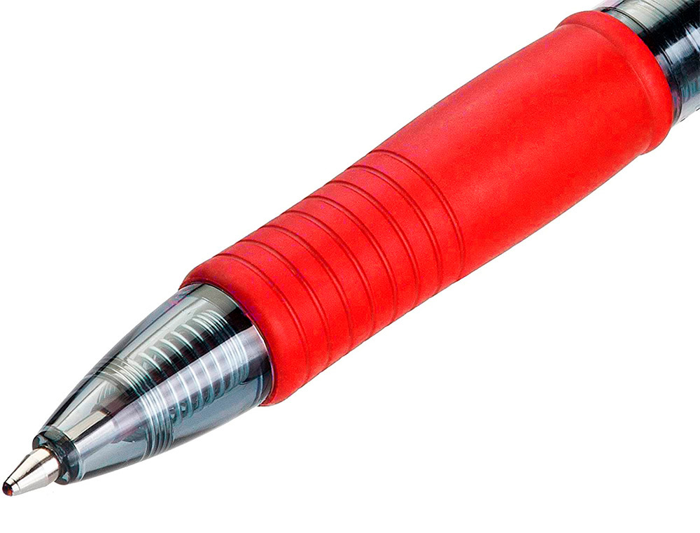 STYLO-BILLE Q-CONNECT RÉTRACTABLE ÉCRITURE MOYENNE 0.7MM ENCRE CLASSIQUE CLIP GRIP PRÉHENSION COULEUR ENCRE ROUGE