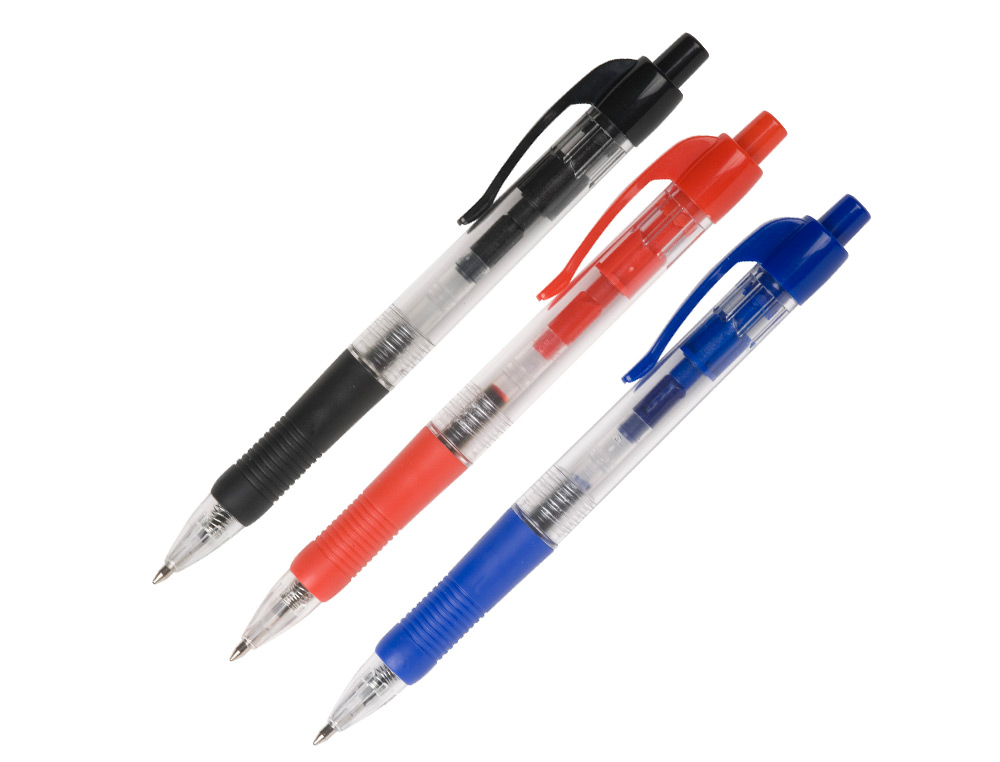 STYLO-BILLE Q-CONNECT RÉTRACTABLE ÉCRITURE MOYENNE 0.7MM ENCRE CLASSIQUE CLIP GRIP PRÉHENSION COULEUR ENCRE ROUGE