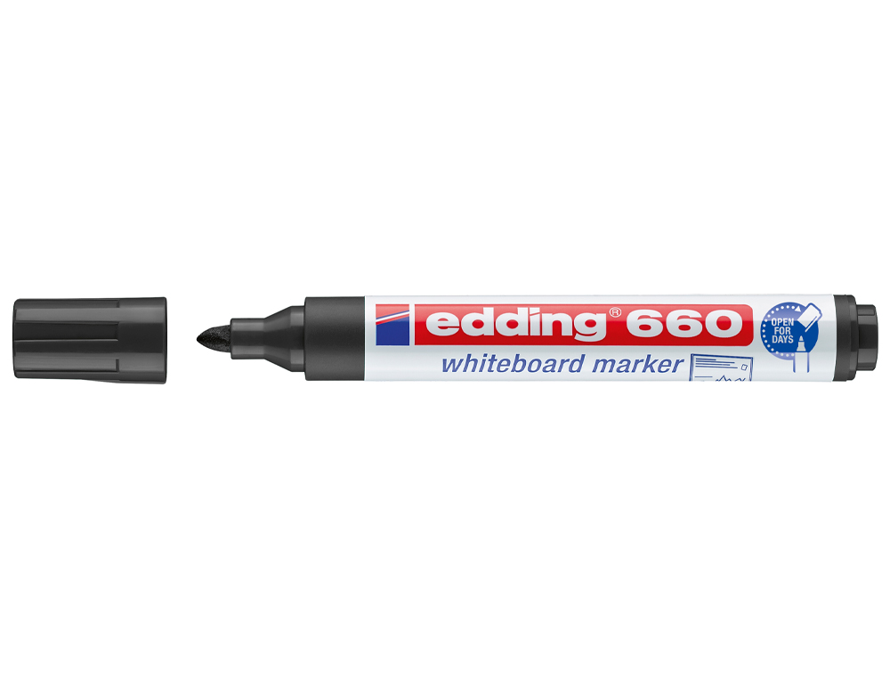 MARQUEUR EDDING E660 TABLEAU BLANC RECHARGEABLE POINTE OGIVE TRACÉ 1.5/3MM ENCRE CAP-OFF PIGMENTÉE NON TOXIQUE NOIR