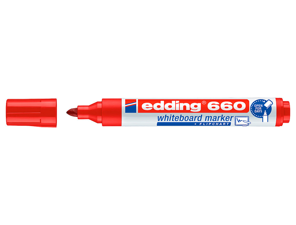 MARQUEUR EDDING E660 TABLEAU BLANC RECHARGEABLE POINTE OGIVE TRAC 1.5/3MM ENCRE CAP-OFF PIGMENTE NON TOXIQUE ROUGE