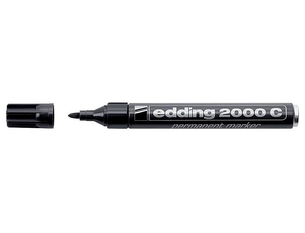 MARQUEUR EDDING PERMANENT E2000C POINTE OGIVE TRACÉ 1.5/3MM CORPS ALUMINIUM ENCRE FAIBLE ODEUR SÉCHAGE RAPIDE NOIR