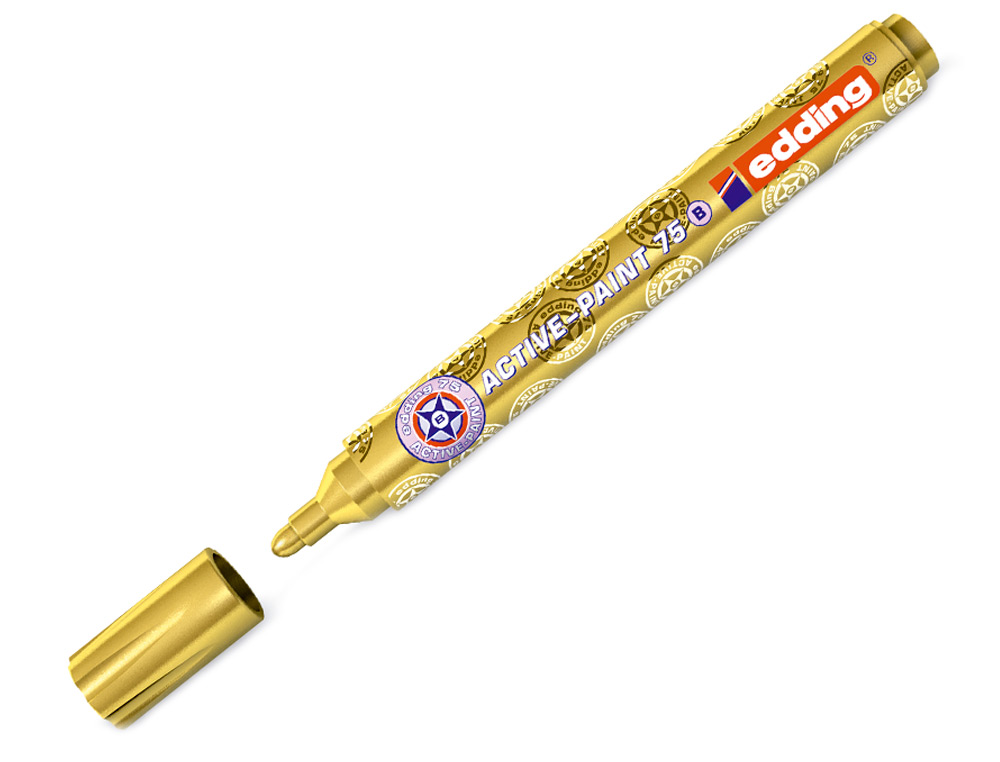 MARQUEUR EDDING ACTIVE PAINT POINTE MOYENNE OGIVE ENCRE PIGMENTE OPAQUE LAQUE SYSTME VALVE COULEUR OR