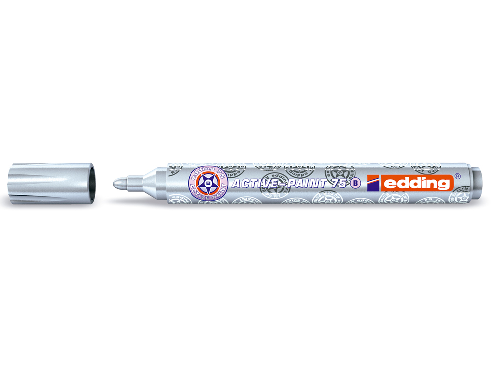 MARQUEUR EDDING ACTIVE PAINT POINTE MOYENNE OGIVE ENCRE PIGMENTÉE OPAQUE LAQUÉE SYSTÈME VALVE COULEUR ARGENT