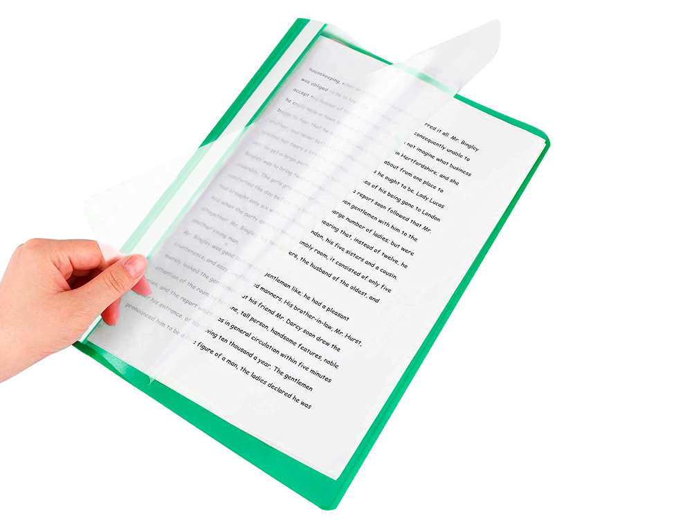 CHEMISE PRÉSENTATION Q-CONNECT À LAMELLES POLYPROPYLÈNE 18/100E DOCUMENT PERFORÉ A4 30F PORTE-ÉTIQUETTE COLORIS VERT