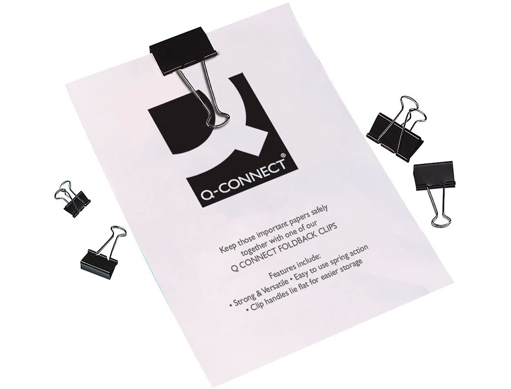 PINCE Q-CONNECT DOUBLE CLIP LARGEUR 24MM COLORIS NOIR BOITE CARTON 10 UNITES